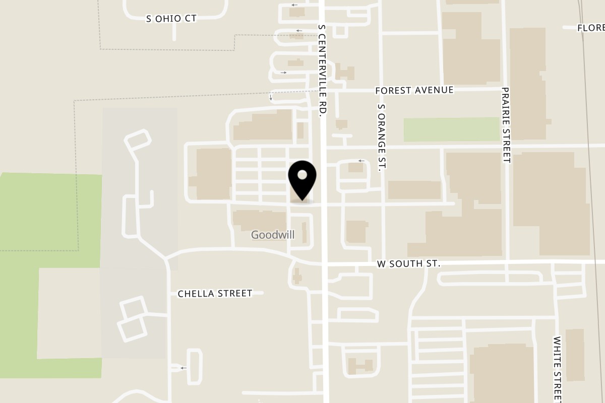 Map showing the location of Mancino's Pizza & Grinders on 873 S Centerville Rd in Sturgis