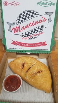 Calzone and sauce in box